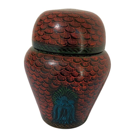 Vintage Burmese Lacquerware Lacquer Owl Box Container Jar - Picture 3 of 8